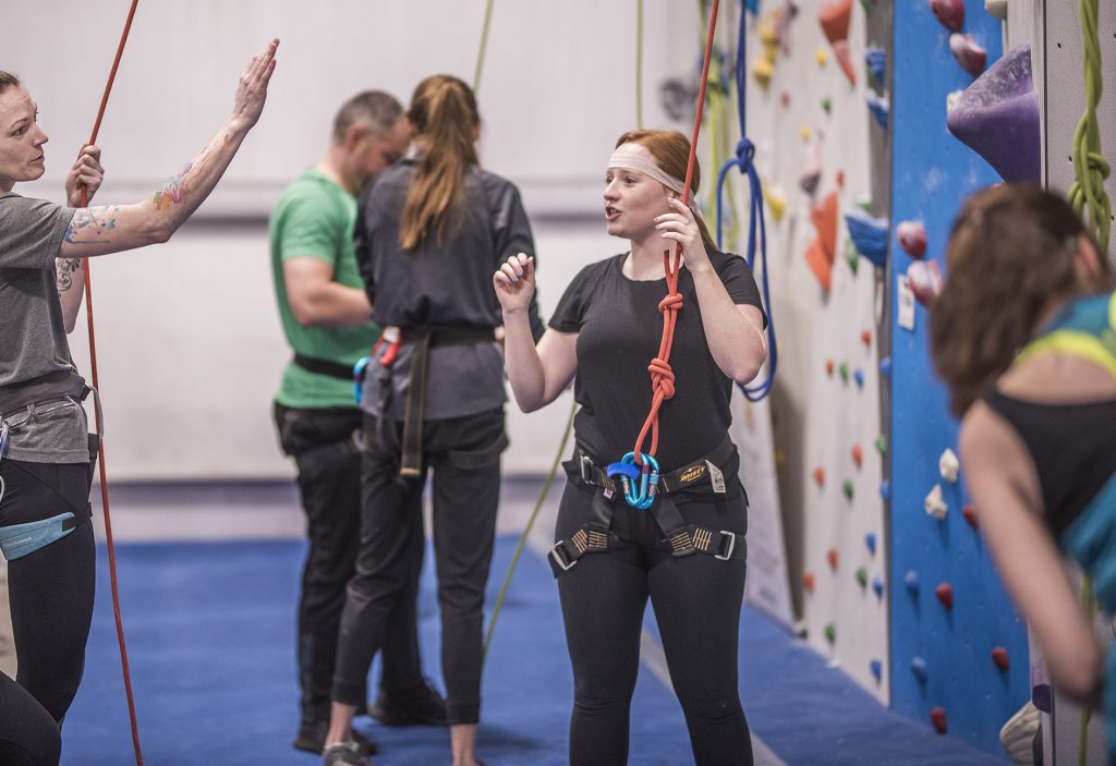 Woman holding a rope in Inner Peaks
