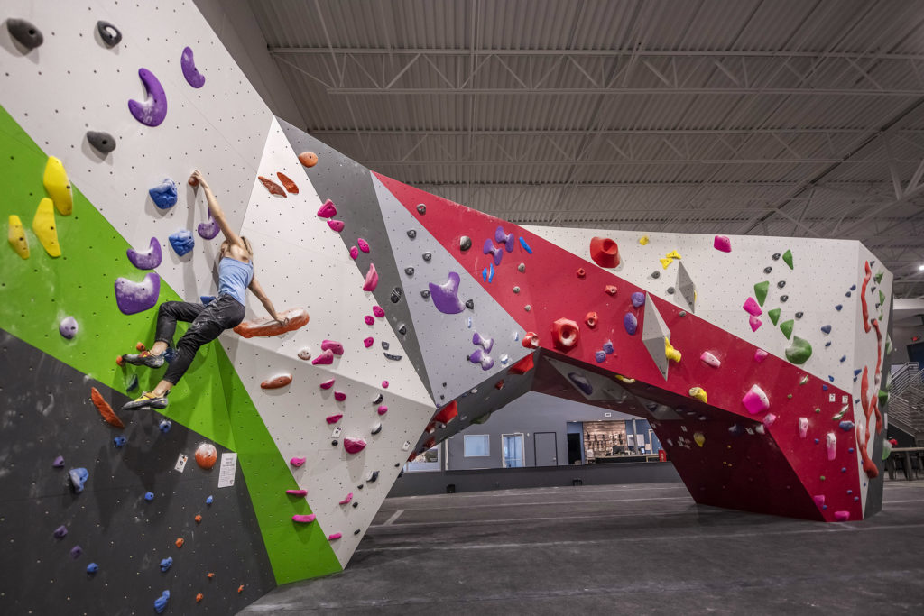 Bouldering at Inner Peaks Matthews. Come celebrate the Grand Re-Opening