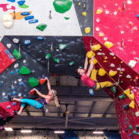 man and woman climbing at Inner Peaks Climbing & Fitness Charlotte NC