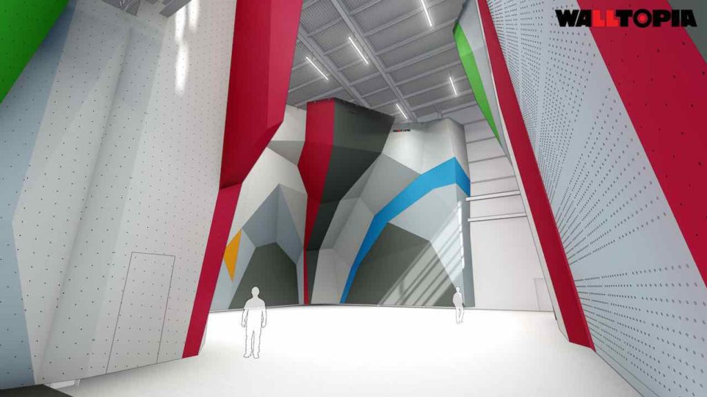 Rendering of new speed climbing wall and lead cave at Inner Peaks Climbing in Matthews, NC