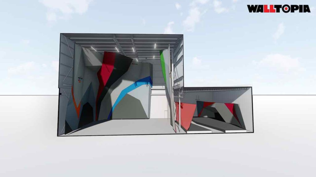 Sideview rendering of new lead climbing tower at Inner Peaks Climbing in Matthews, NC
